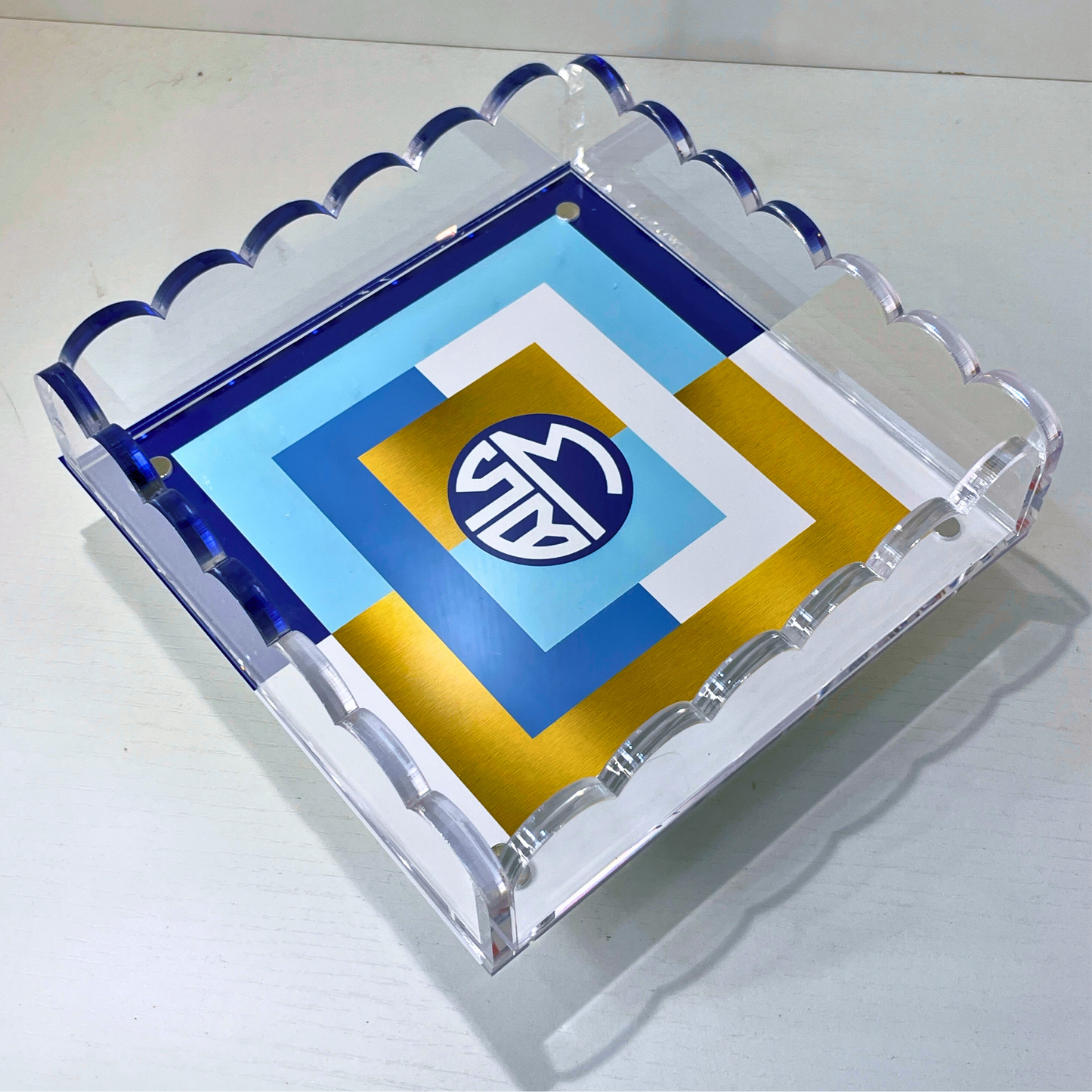 Lucite Scalloped Tray-Holiday Monogram Collection