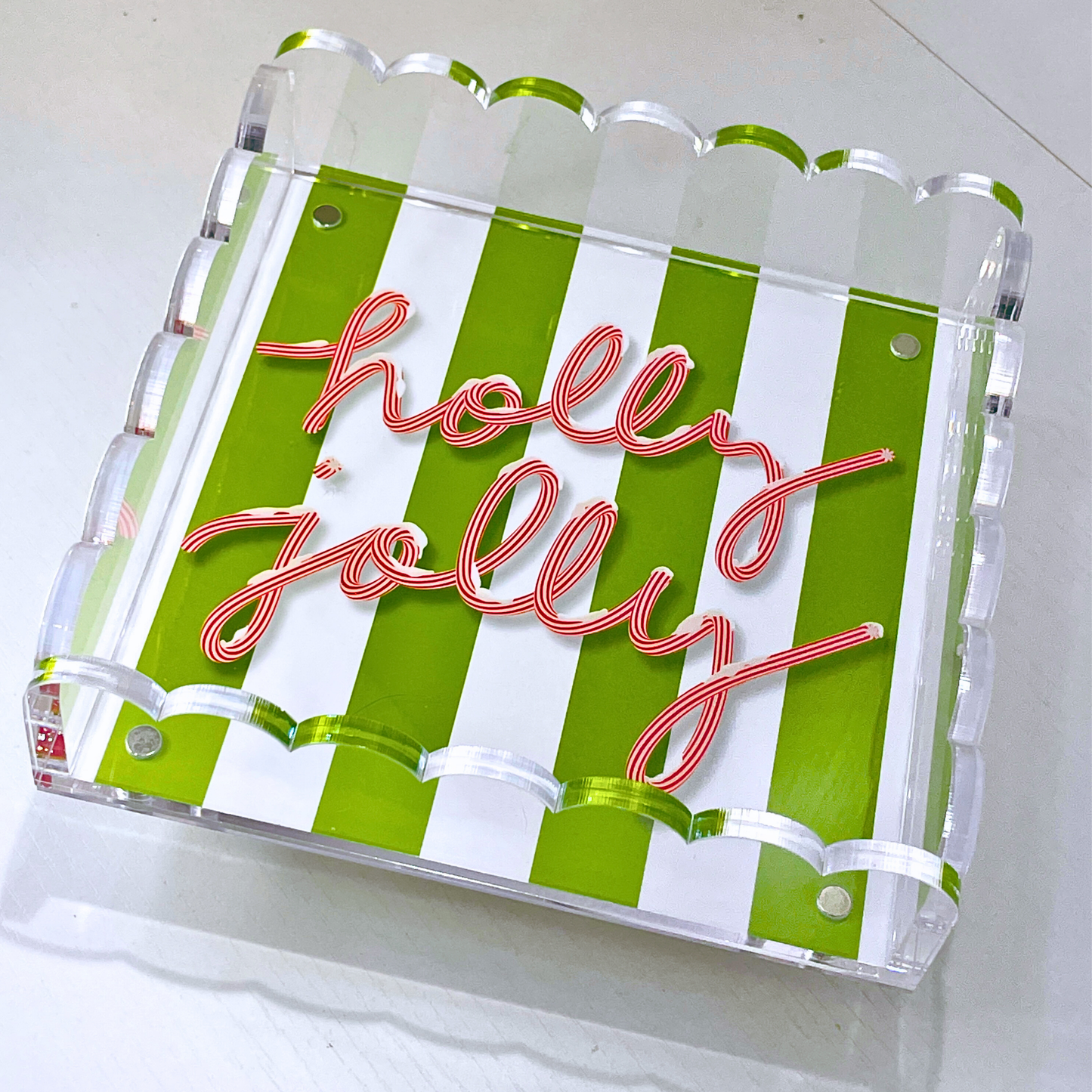 Lucite Scalloped Tray-Holiday Collection