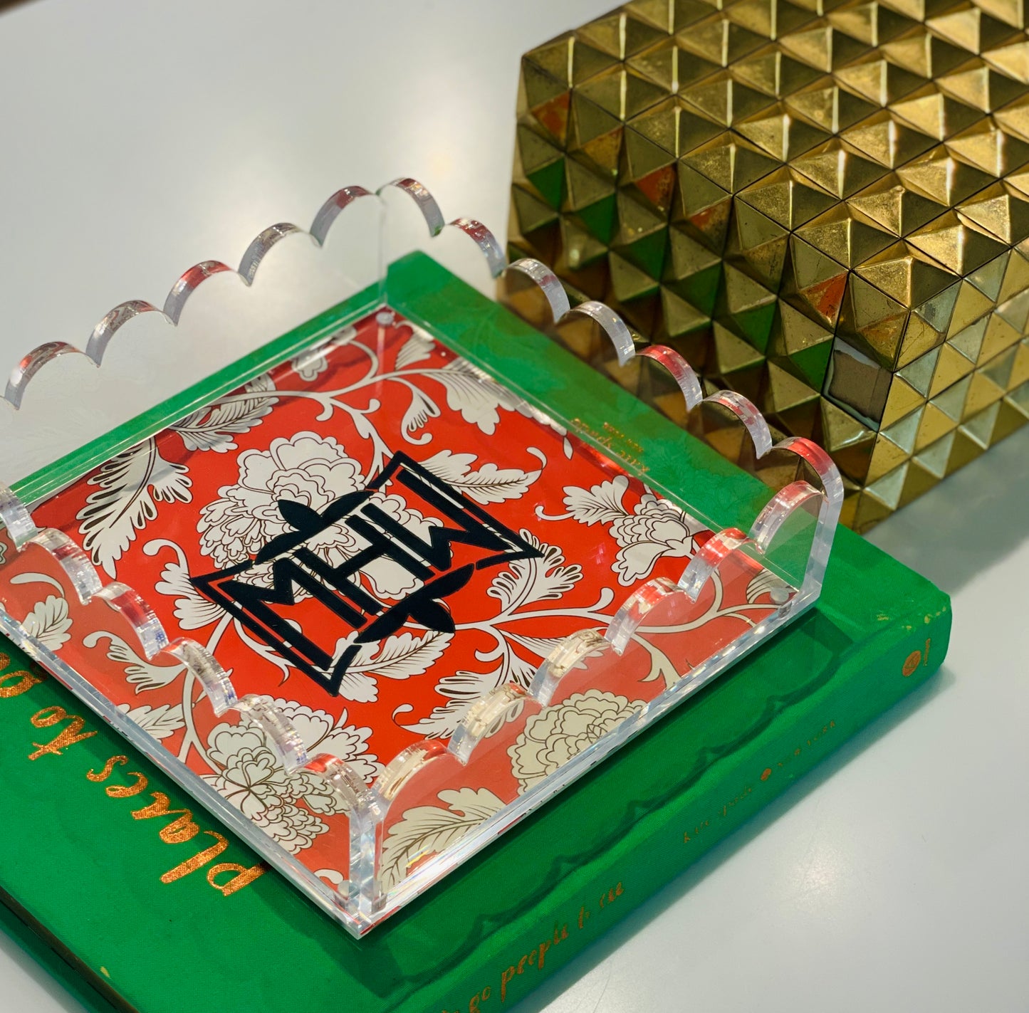 Lucite Scalloped Tray-Monogram Collection