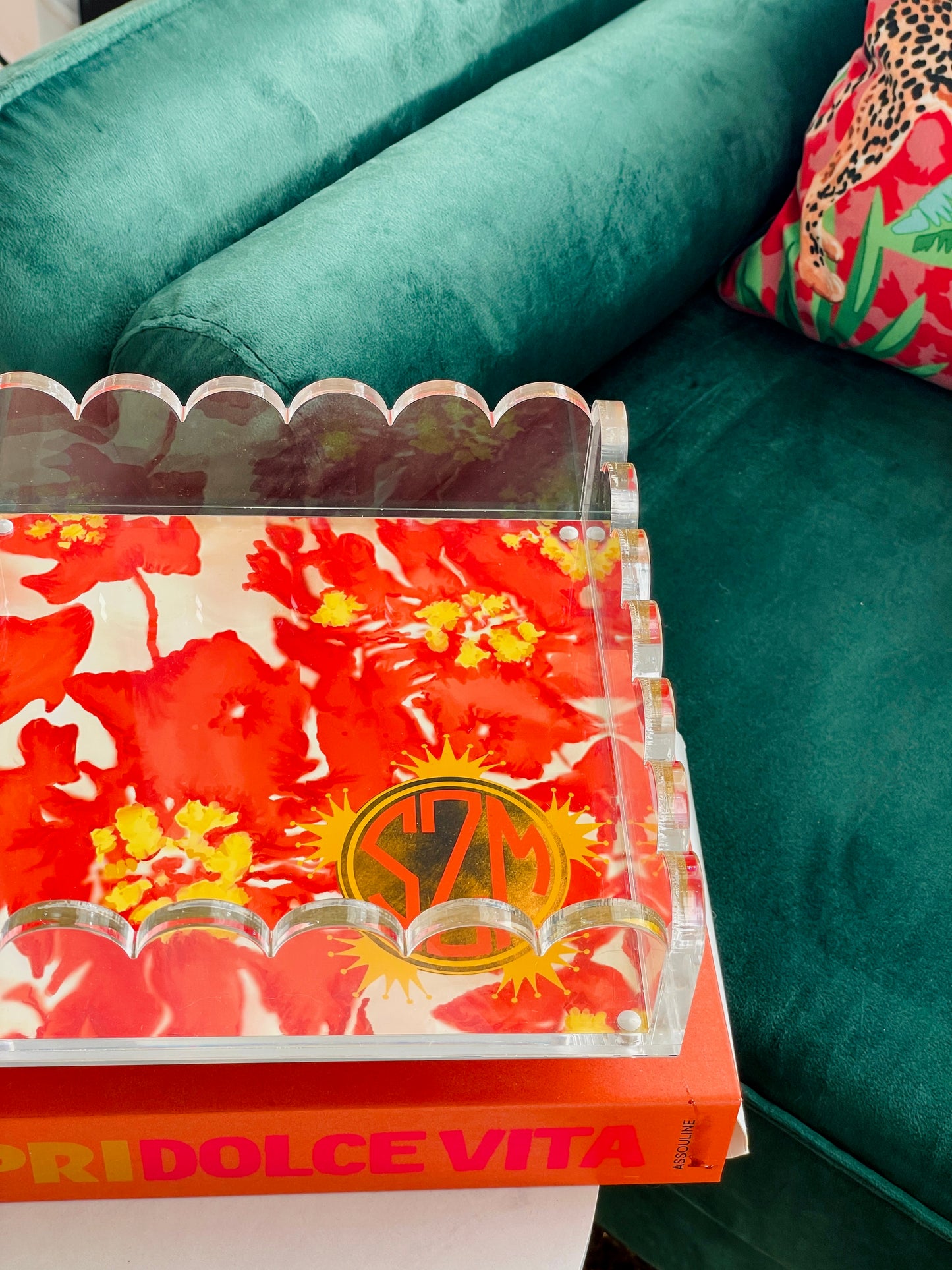 Lucite Scalloped Tray-Monogram Collection