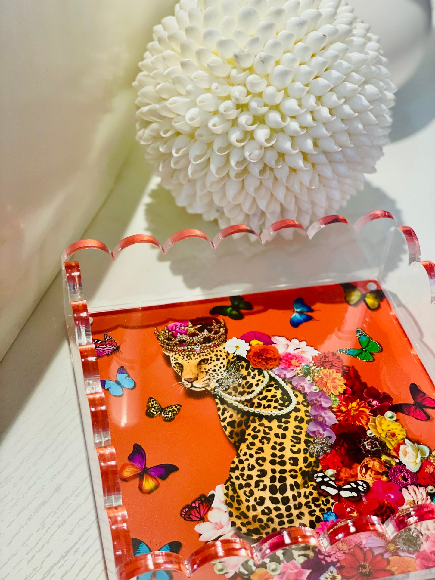 Lucite Scalloped Tray-Art Collage Print Collection