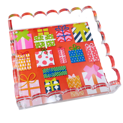 Lucite Scalloped Tray-Holiday Collection