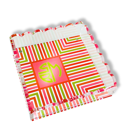 Lucite Scalloped Tray-Holiday Monogram Collection