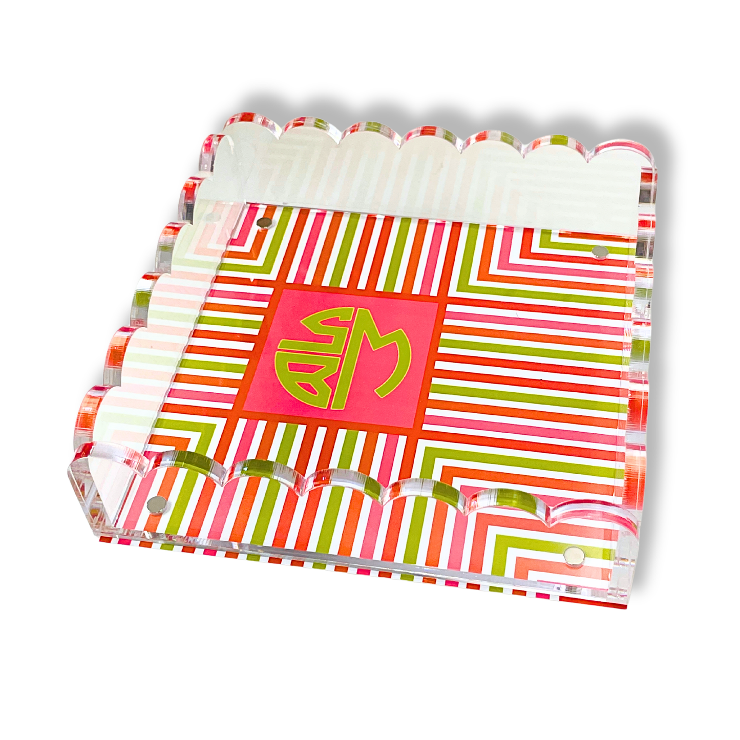 Lucite Scalloped Tray-Holiday Monogram Collection
