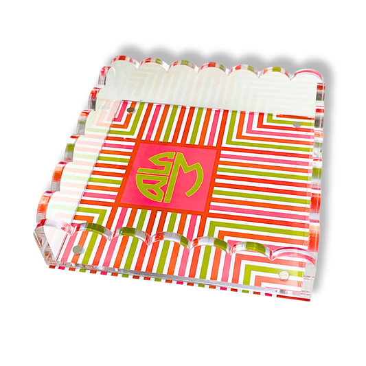 Lucite Scalloped Tray-Holiday Monogram Collection