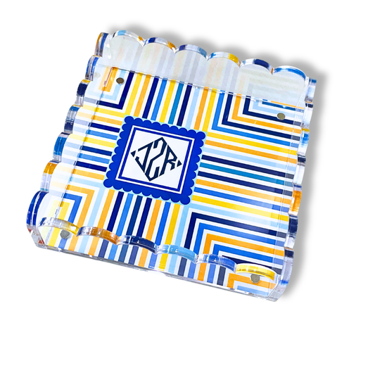 Lucite Scalloped Tray-Holiday Monogram Collection