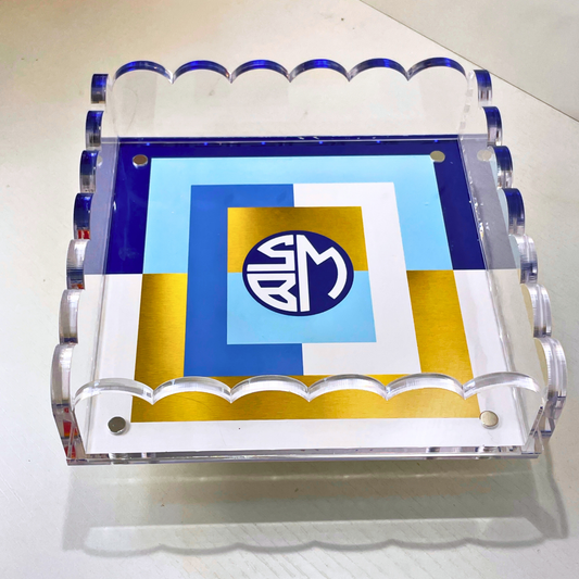 Lucite Scalloped Tray-Holiday Monogram Collection