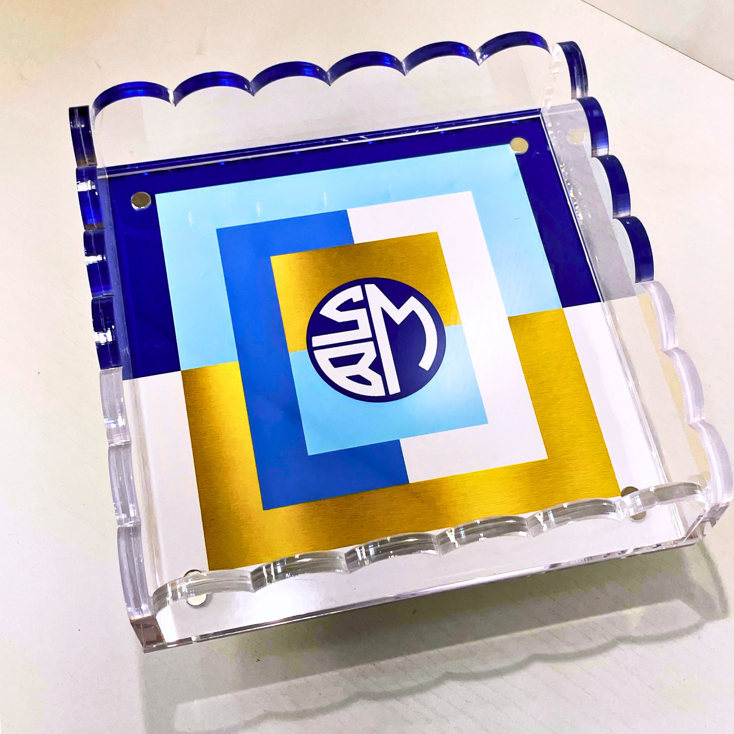 Lucite Scalloped Tray-Holiday Monogram Collection