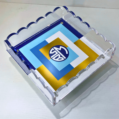 Lucite Scalloped Tray-Holiday Monogram Collection