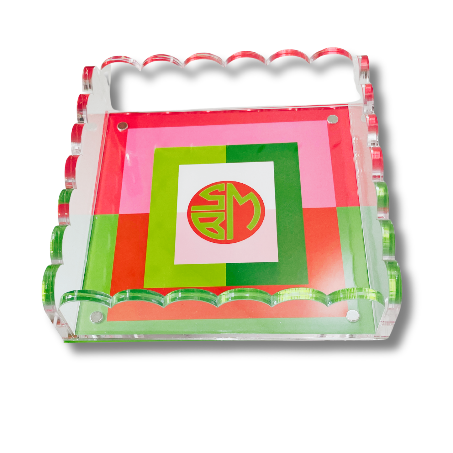 Lucite Scalloped Tray-Holiday Monogram Collection