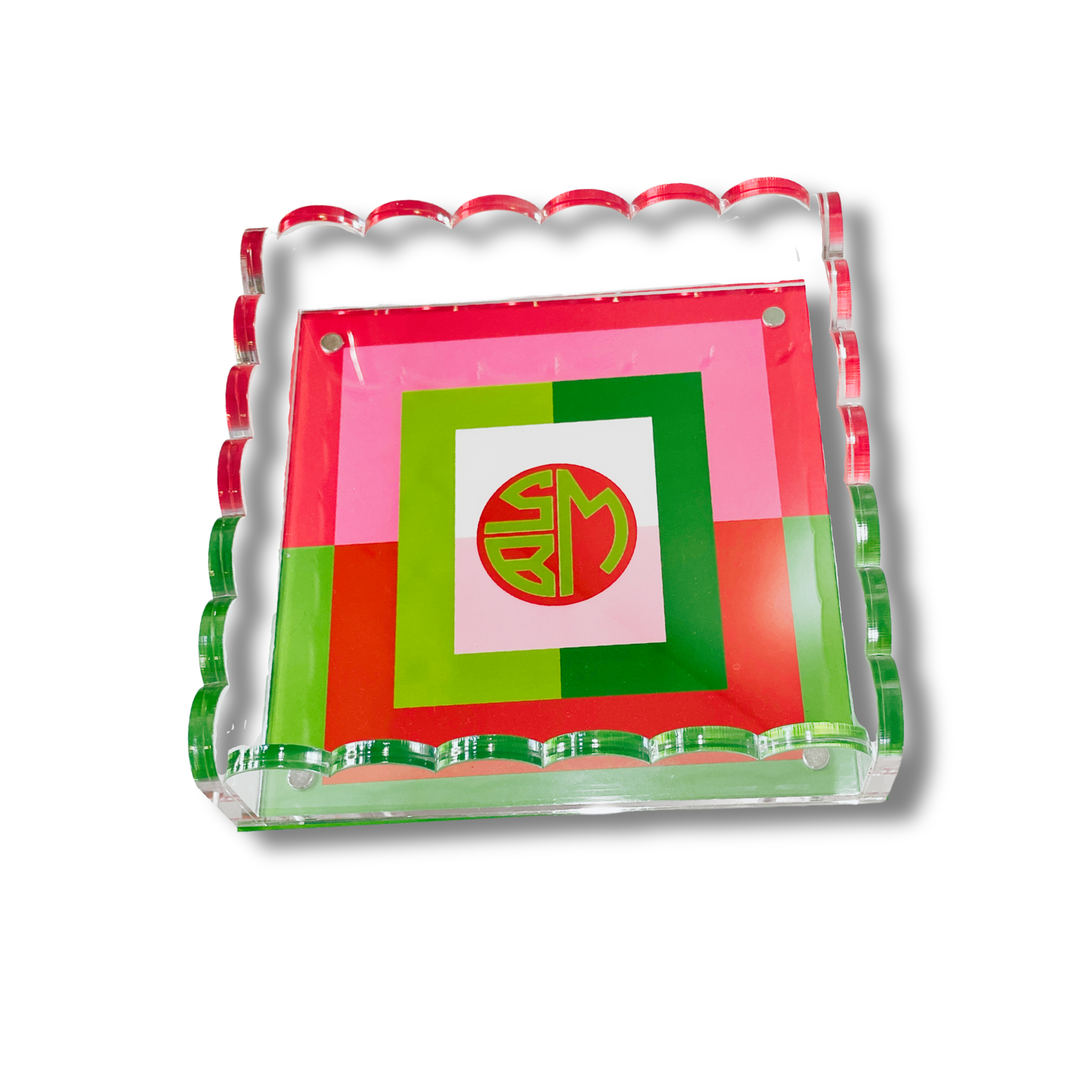 Lucite Scalloped Tray-Holiday Monogram Collection