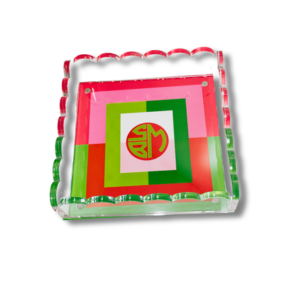 Lucite Scalloped Tray-Holiday Monogram Collection