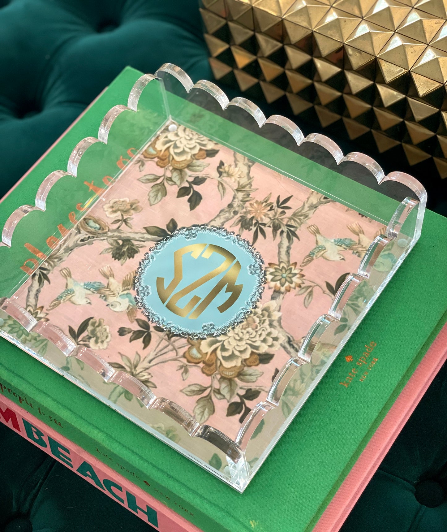 Lucite Scalloped Tray-Monogram Collection