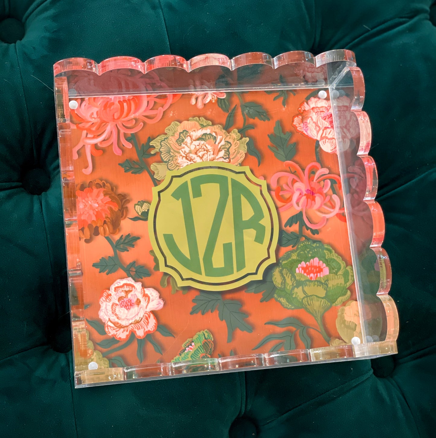 Lucite Scalloped Tray-Monogram Collection