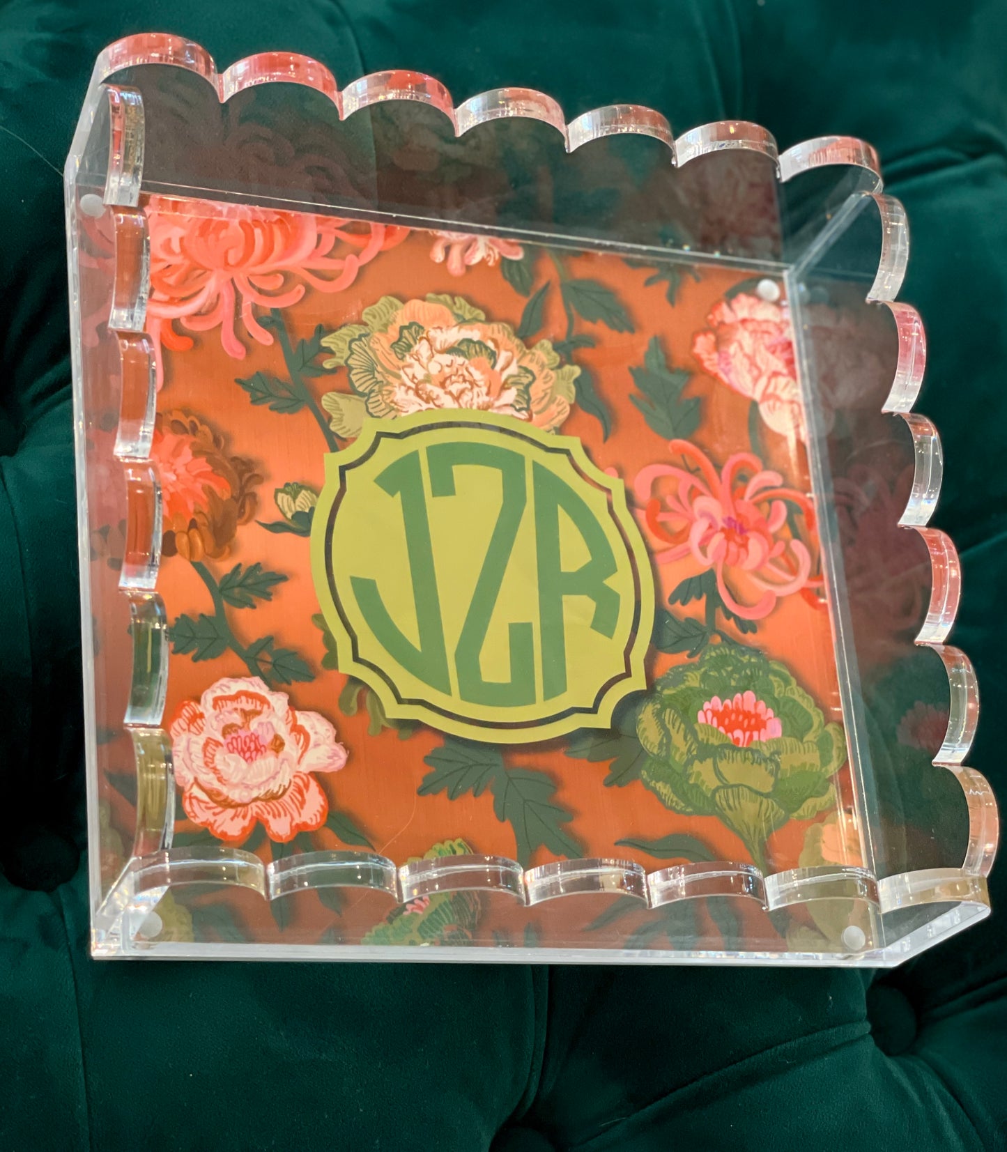 Lucite Scalloped Tray-Monogram Collection