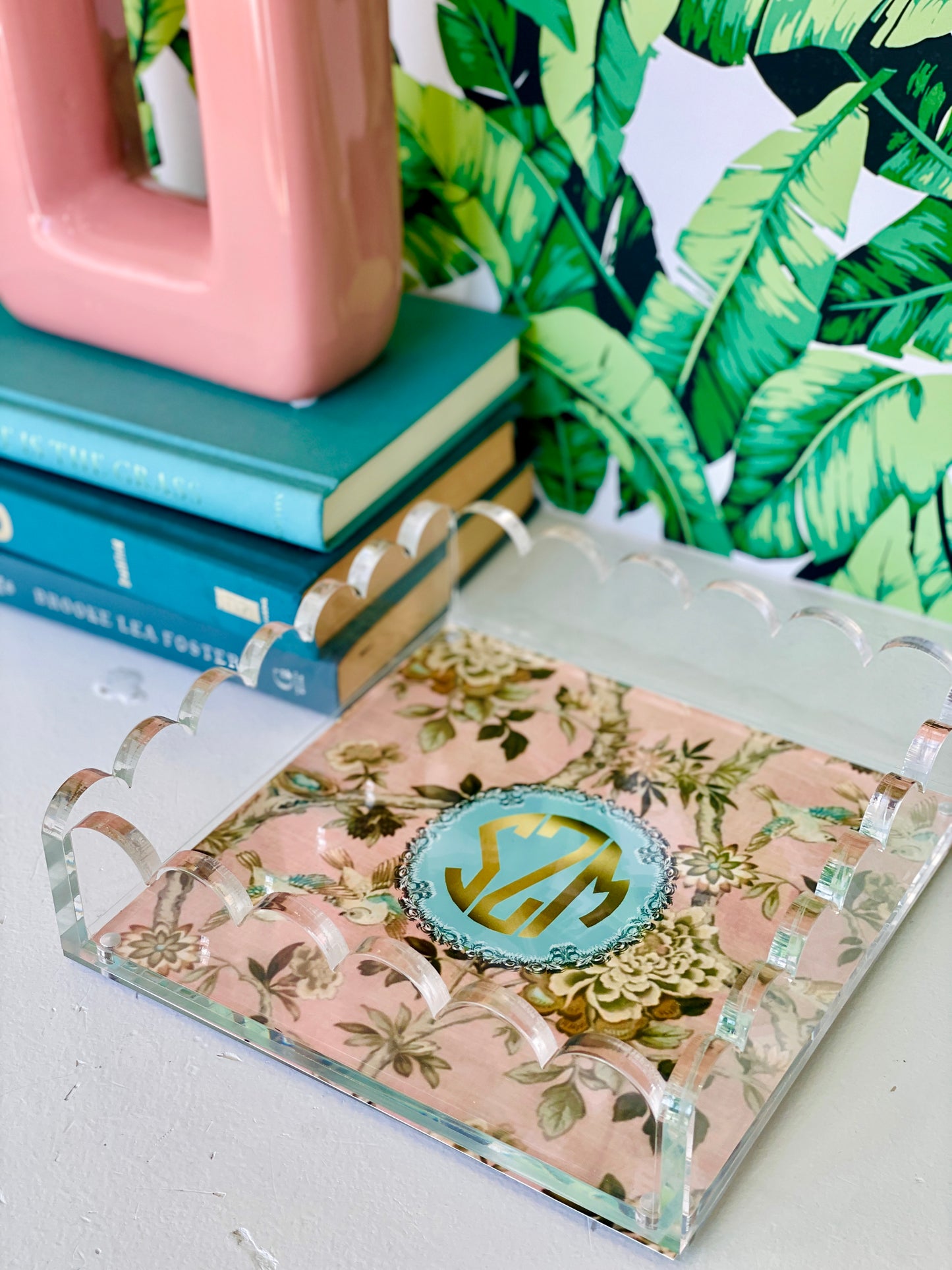 Lucite Scalloped Tray-Monogram Collection