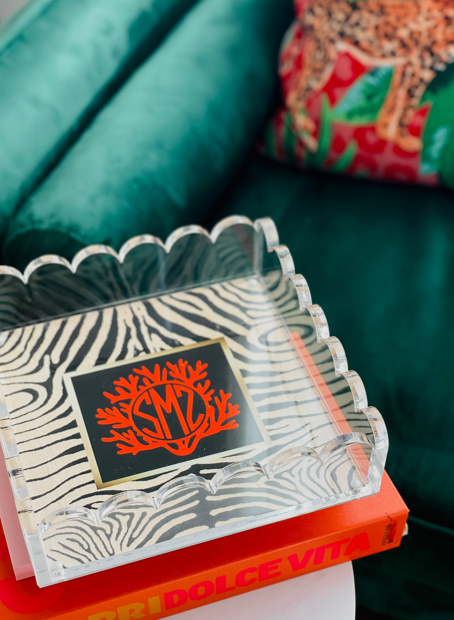 Lucite Scalloped Tray-Monogram Collection
