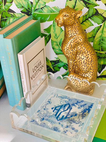 Lucite Scalloped Tray-Monogram Collection