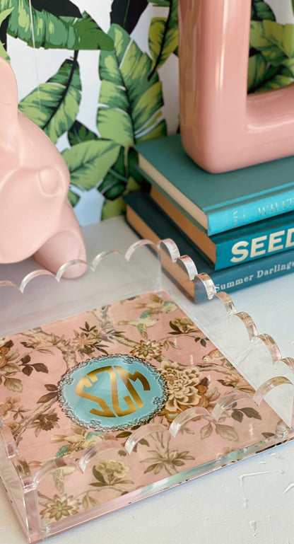 Lucite Scalloped Tray-Monogram Collection