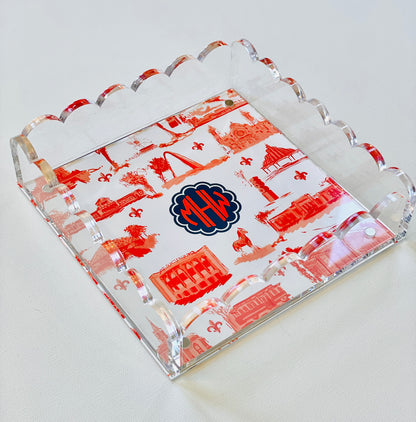 Lucite Scalloped Tray-St. Louis Toile Monogram Collection
