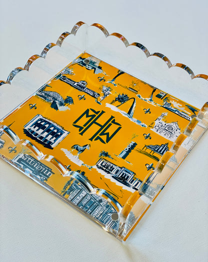 Lucite Scalloped Tray-St. Louis Toile Monogram Collection