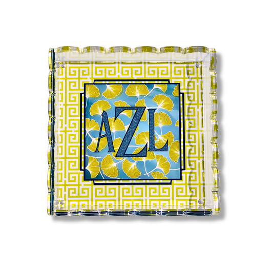 Lucite Scalloped Tray-Monogram Collection