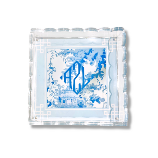 Lucite Scalloped Tray-Monogram Collection