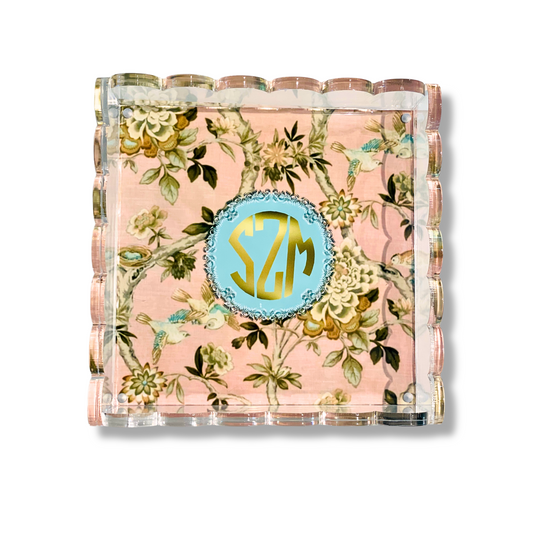 Lucite Scalloped Tray-Monogram Collection